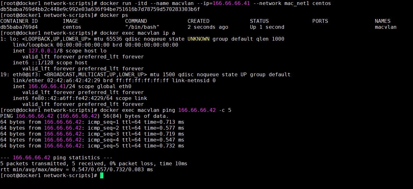 从docker1 ping docker2