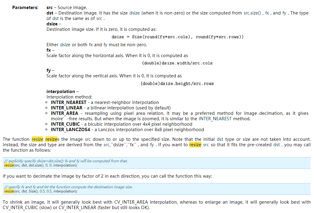 resize image opencv