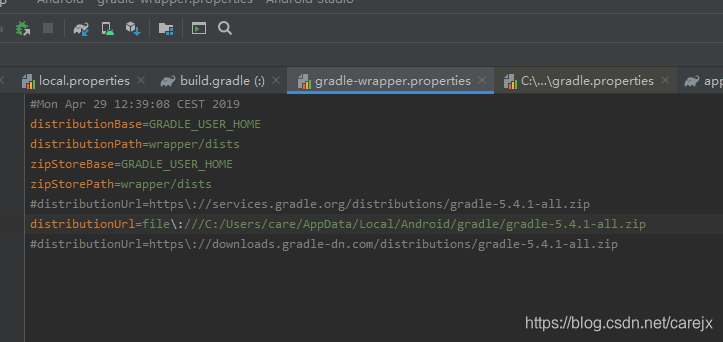 Could not install Gradle distribution from ‘https://services.gradle.org/distributions/gradle-5.4.1-a