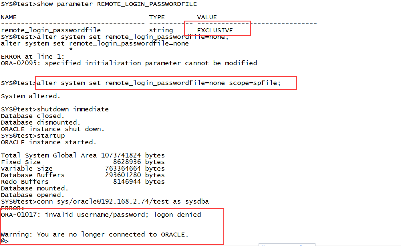 ORA-01017、密码文件、OPW-00009、remote_login_passwordfile等