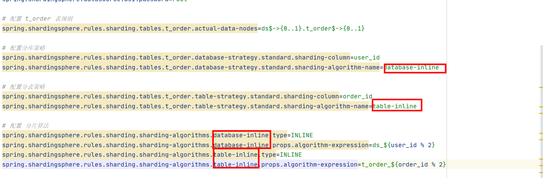 spring.shardingsphere.rules.sharding.sharding-algorithms.database_inline.props‘ is not valid