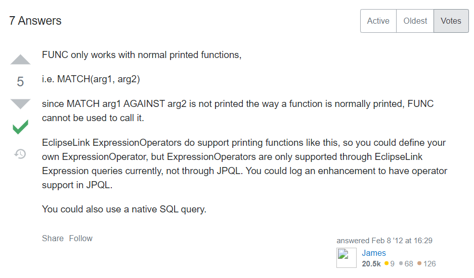 jpa fulltext ＜expression＞, ＜operator＞, GROUP, HAVING or ORDER expected, got ‘(‘