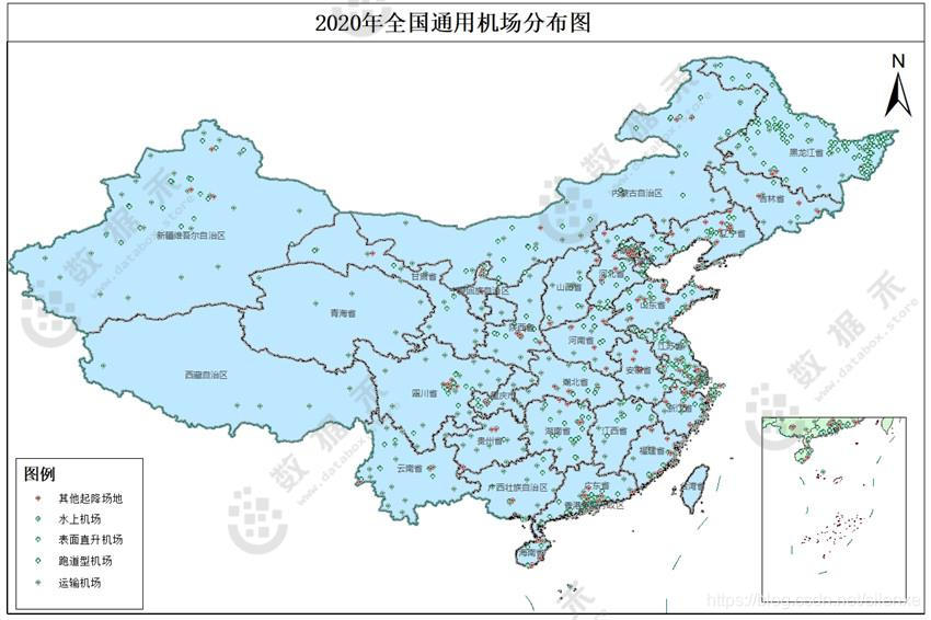 数据禾2020年全国民用航空机场分布数据