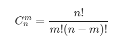 ¡Cmn = n! M! (N − m)!