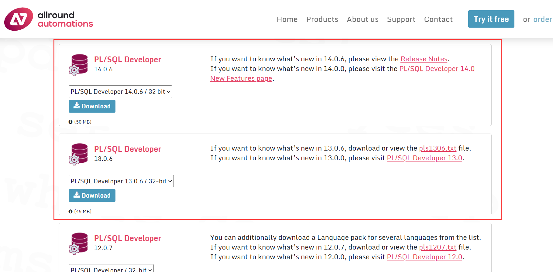 PL/SQL DEVELOPER下载页面