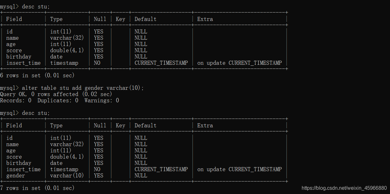 Add a column of gender in stu