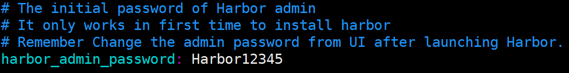 Check the harbor initial password in the configuration file