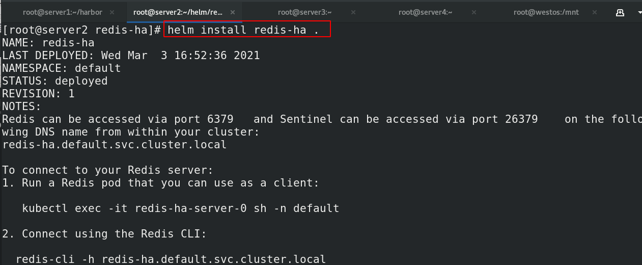 helm install redis helm install redis