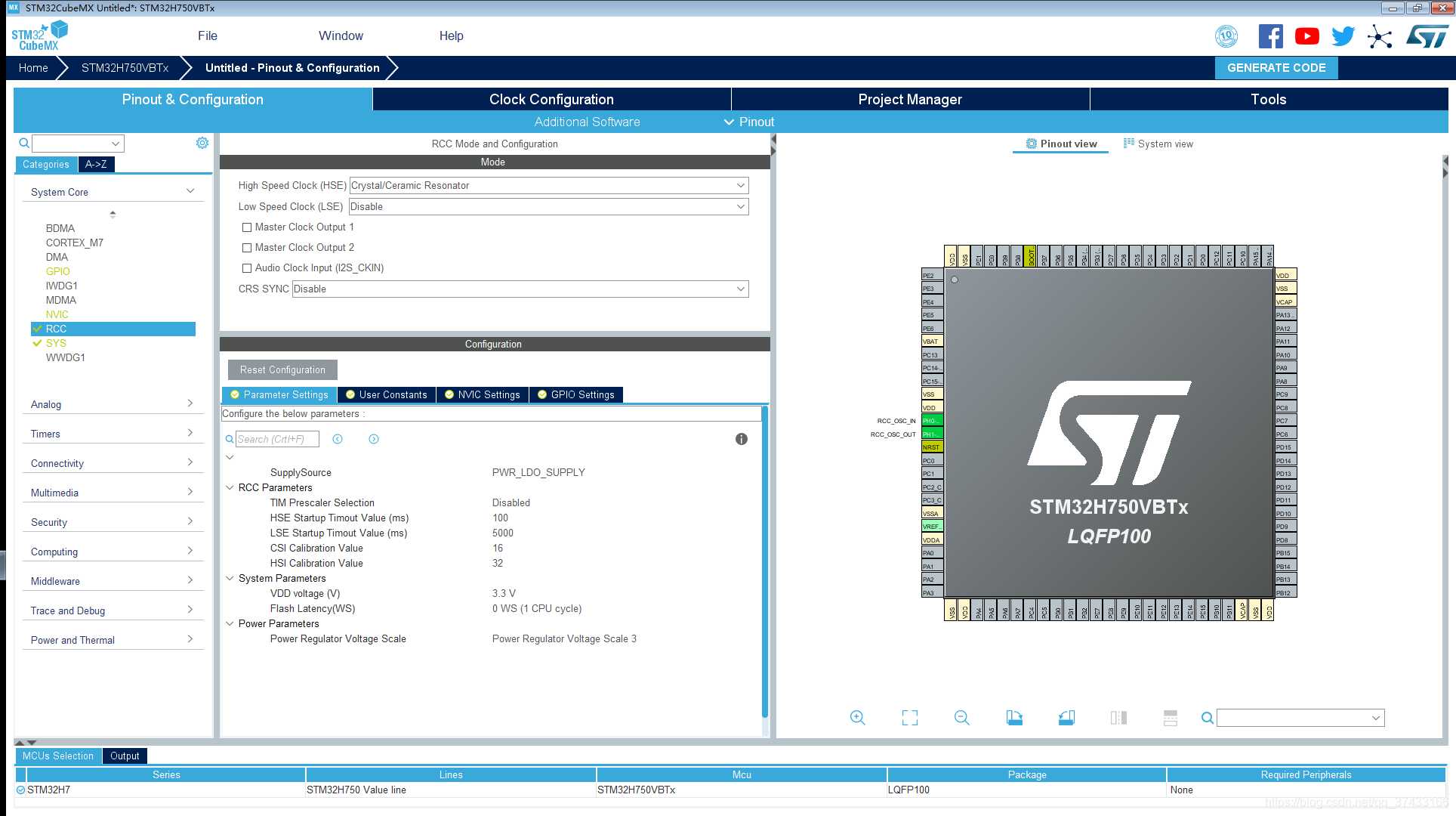 the eth can work only when ram is pointing at 0x24000000 stm32h750vb