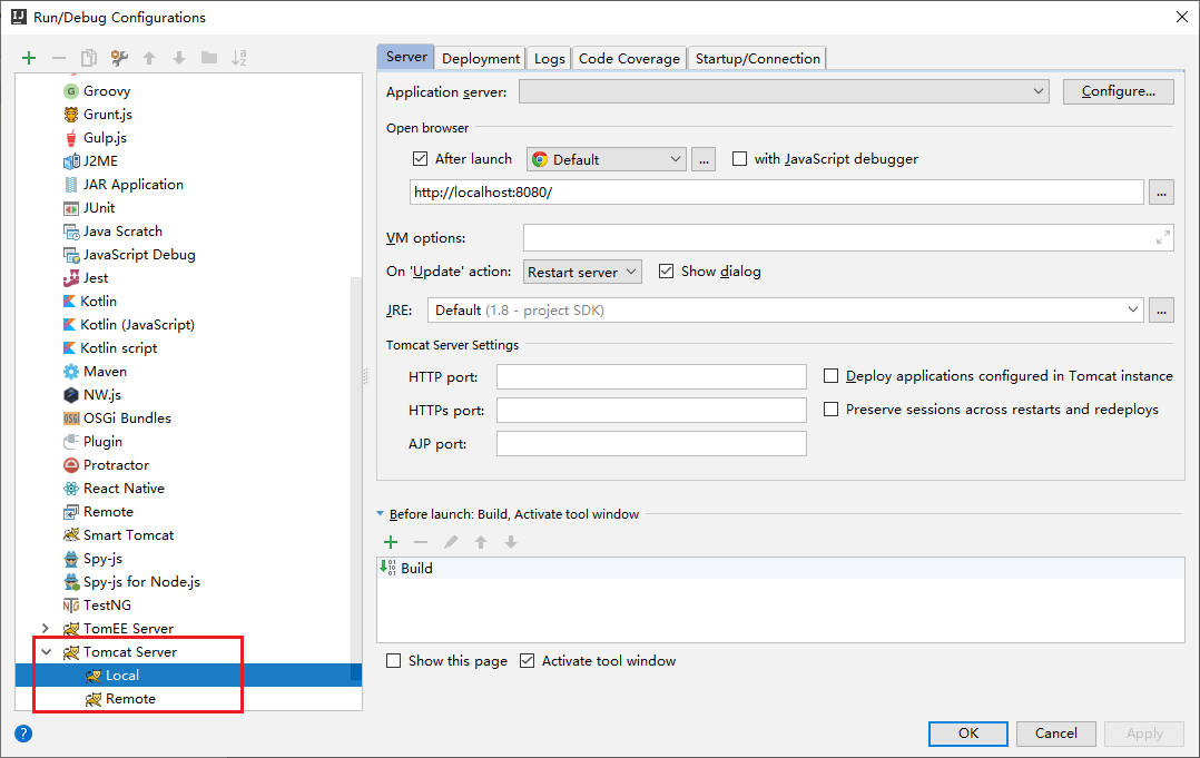 在idea中Run/Debug Configurations中没有Tomcat Server的解决办法