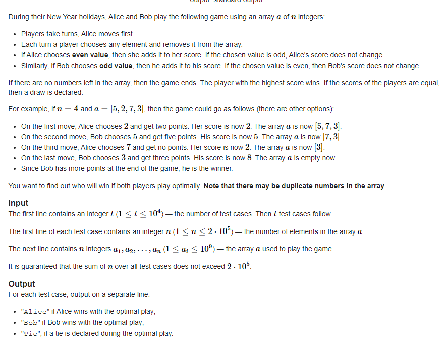 codeforces 1472 D. Even-Odd Game Python