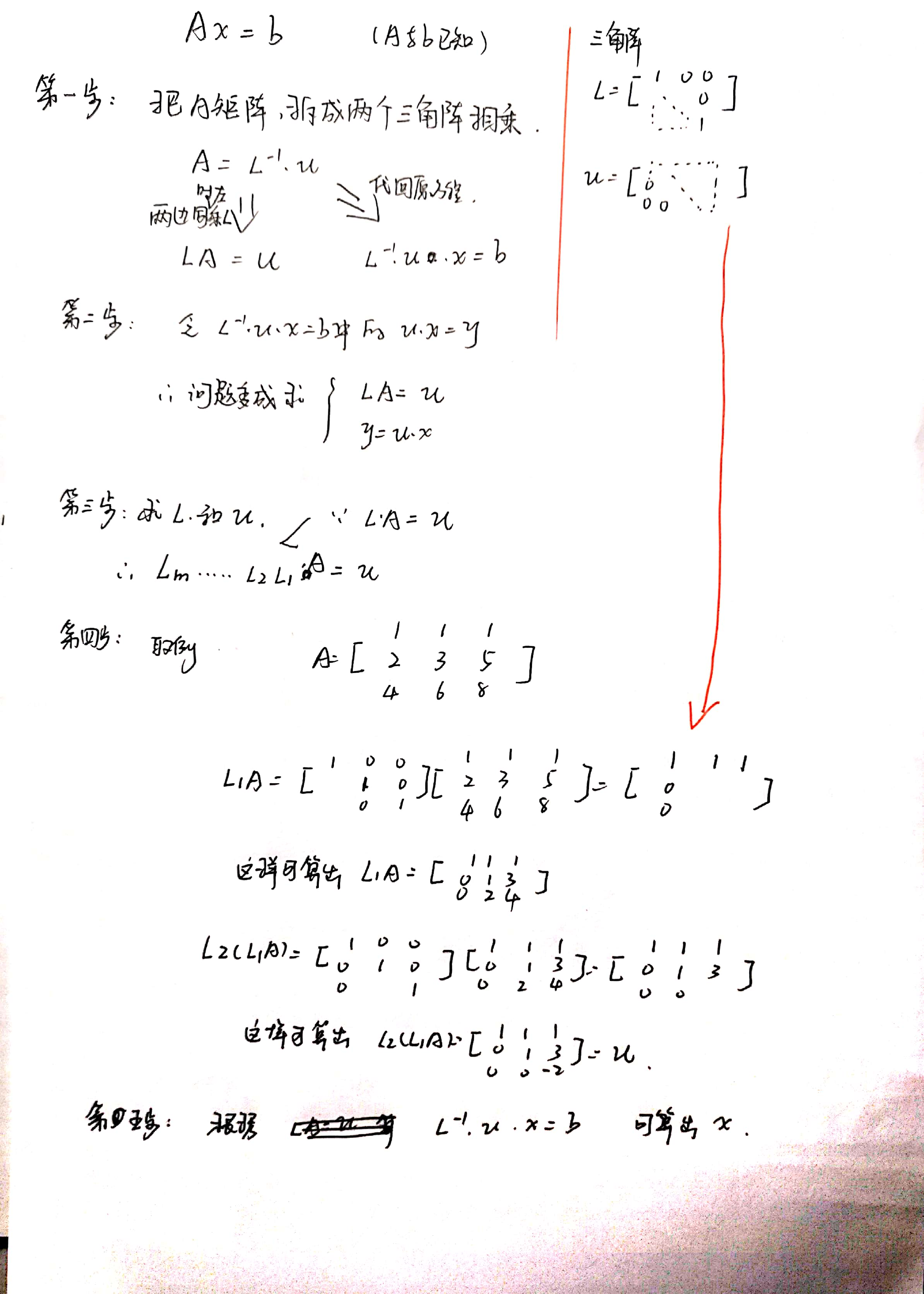 【Matlab】求解非线性方程组Ax=b的一个特解中，x=A\b是怎么来的？