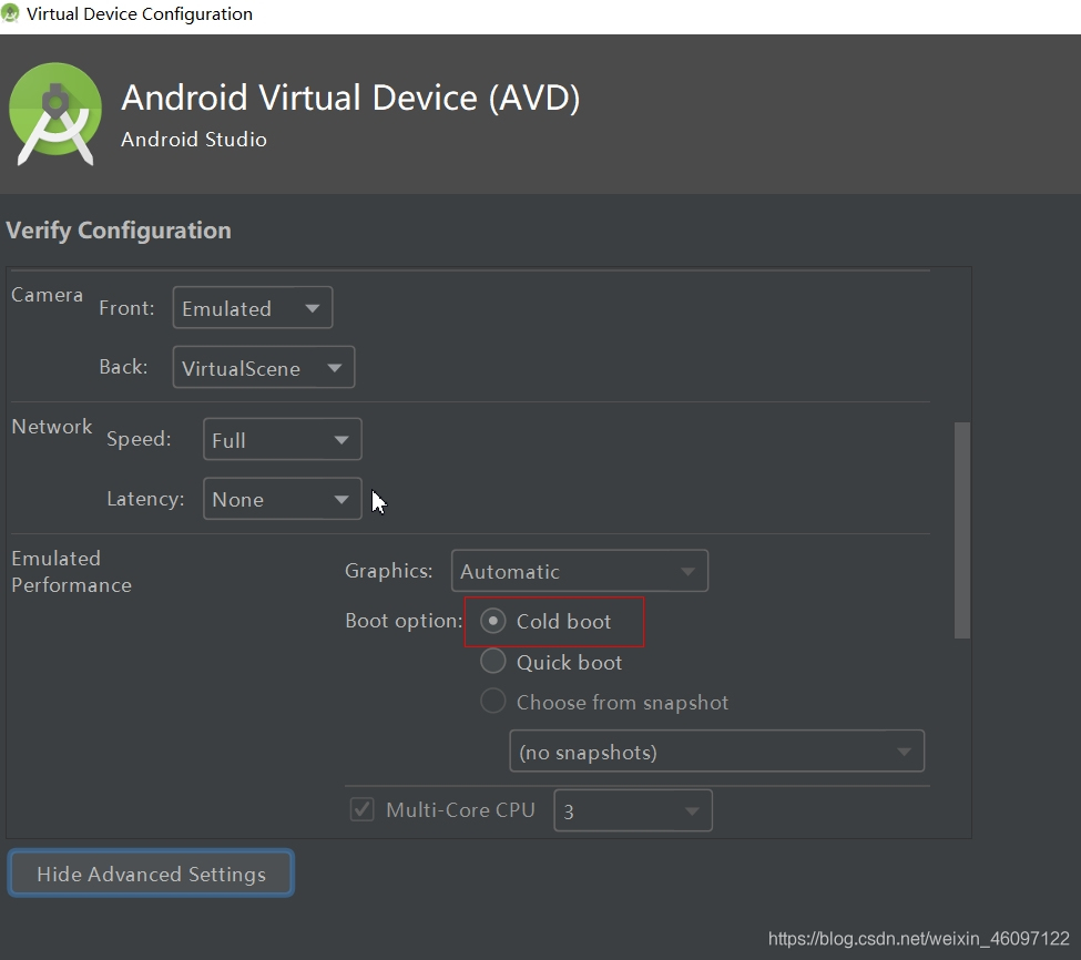 Android studio 模拟器启动黑屏解决办法附图详细