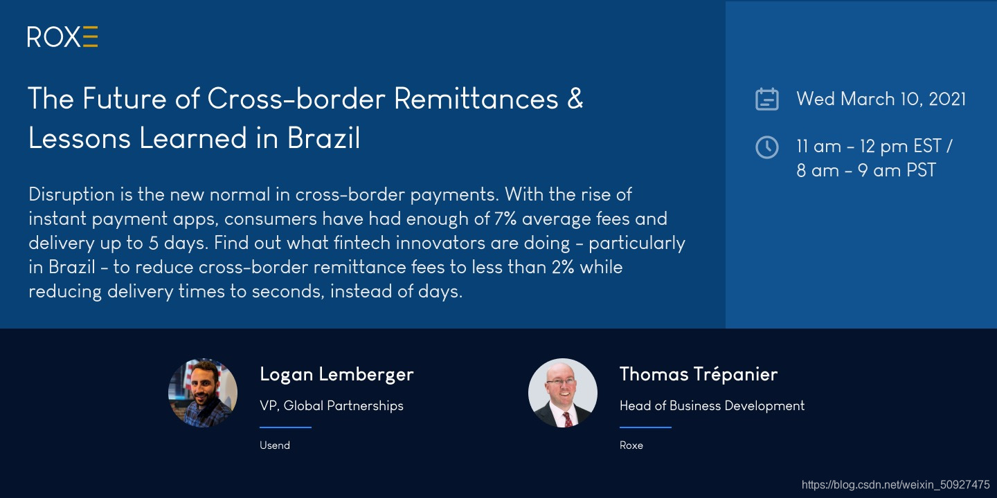 Roxe将举办“跨境汇款的未来展望＆巴西的经验与教训”网络研讨会