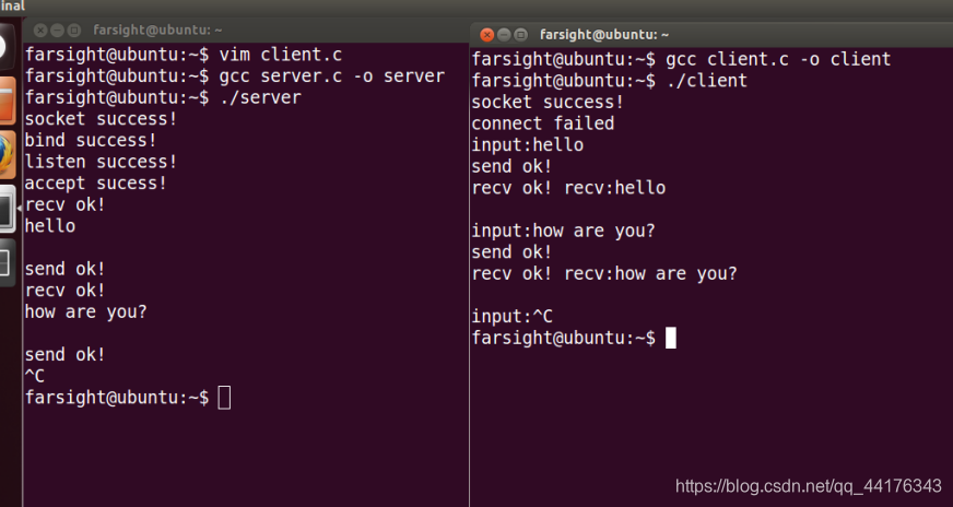 Ubtuntu+C语言实现网络通信附源代码