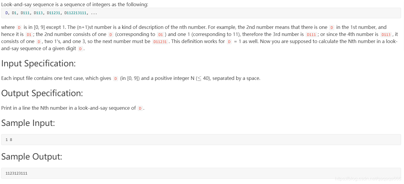 PTA 1140 Look-and-say Sequence