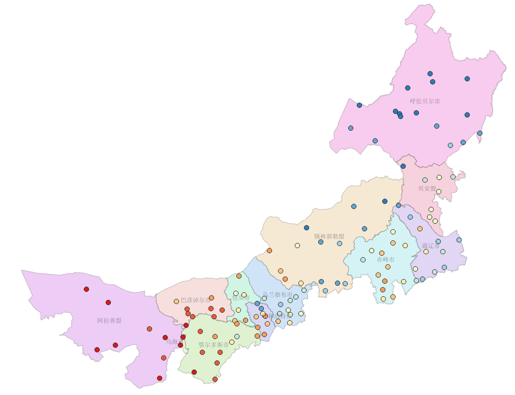 内蒙古自治区气温分布图