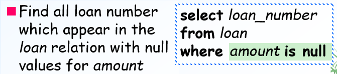 is null检测null值的举例