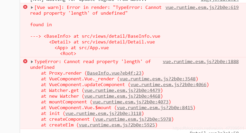 vue中报错Error in render: “TypeError: Cannot read property ‘length‘ of undefined“