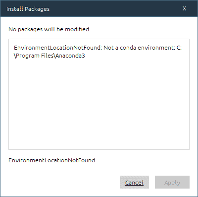 EnvironmentLocationNotFound: Not a conda environment: C:\Program Files\Anaconda3