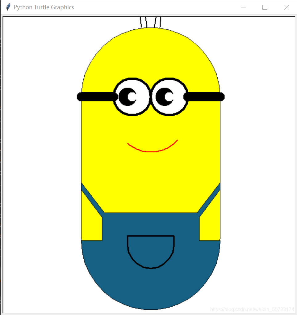 python新手学习记录笔的控制7,成果(使用python画小黄人)