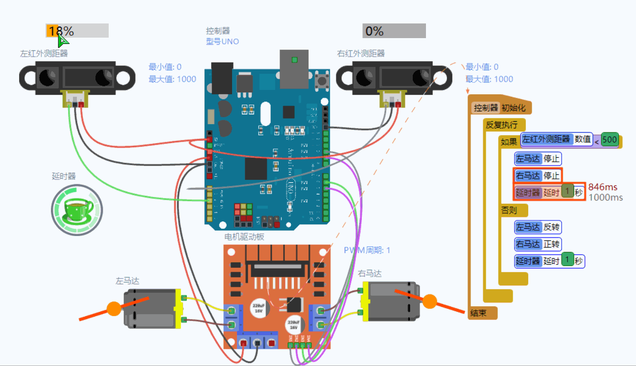 探索者arduino模拟红外避障小车