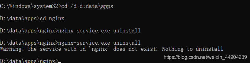 Windows下cmd卸载nginx服务
