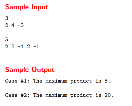 UVA - 11059 Maximum Product-暴力枚举