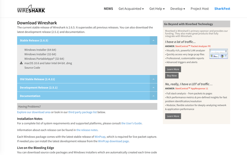下载安装Wireshark