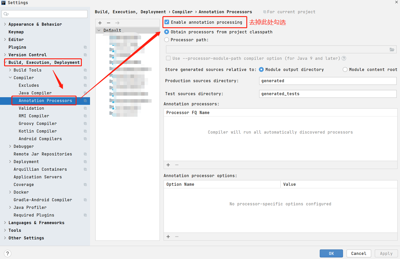 Error:java: Annotation processing is not supported for module cycles.