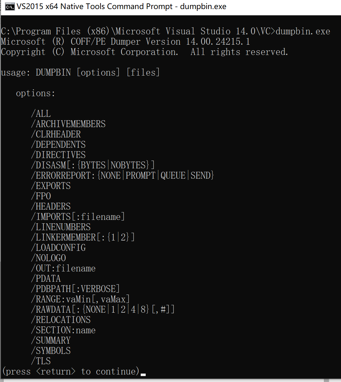 使用visual studio的dumpbin工具查看库的符号表_dumpbin symbolsCSDN博客