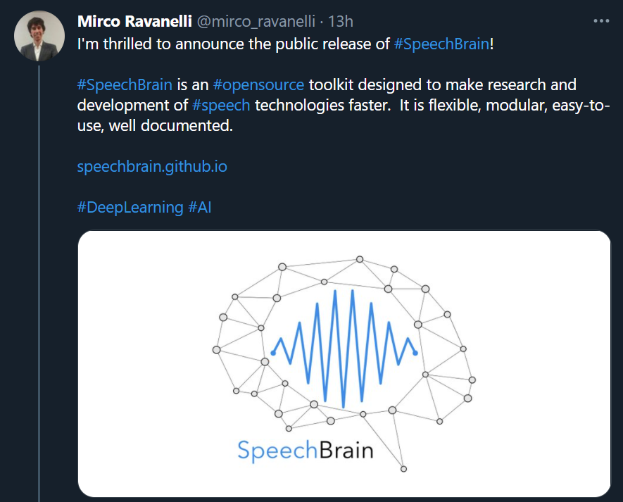 纯 pytorch 语音工具包 speechbrain 开源,kaldi 我压力有点大