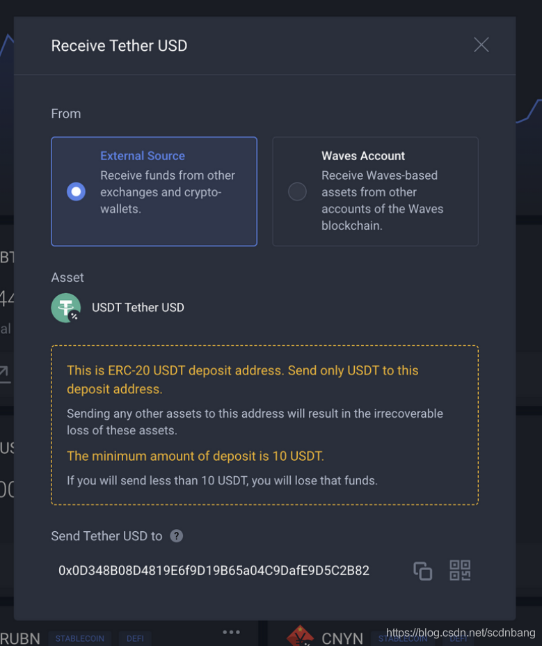 图1 —如何从以太坊网络将USDN和USDT转移到Waves.Exchange