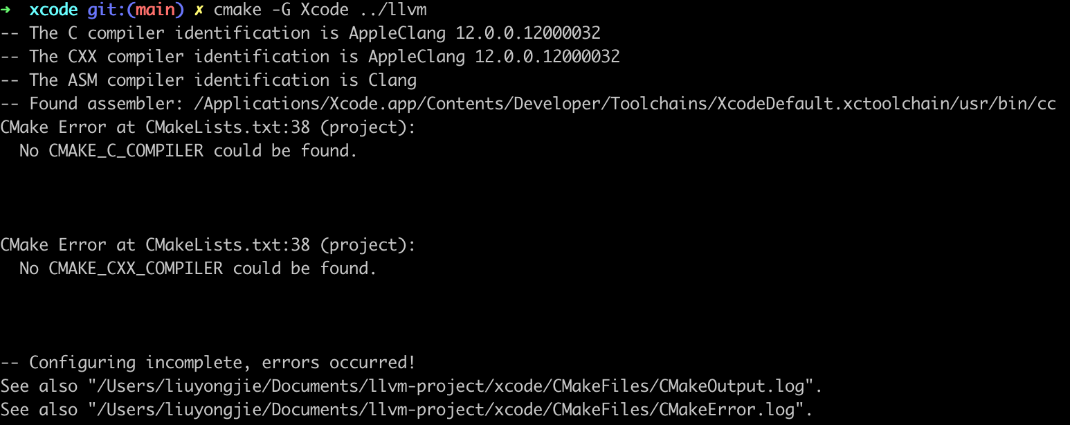 Llvm：Cmake Error At Cmakelists.Txt:38 (Project): No Cmake_C_Compiler Could  Be Found._Cmake Error At Cmakelists.Txt:38 (Include):  Includ_Sailip的博客-Csdn博客