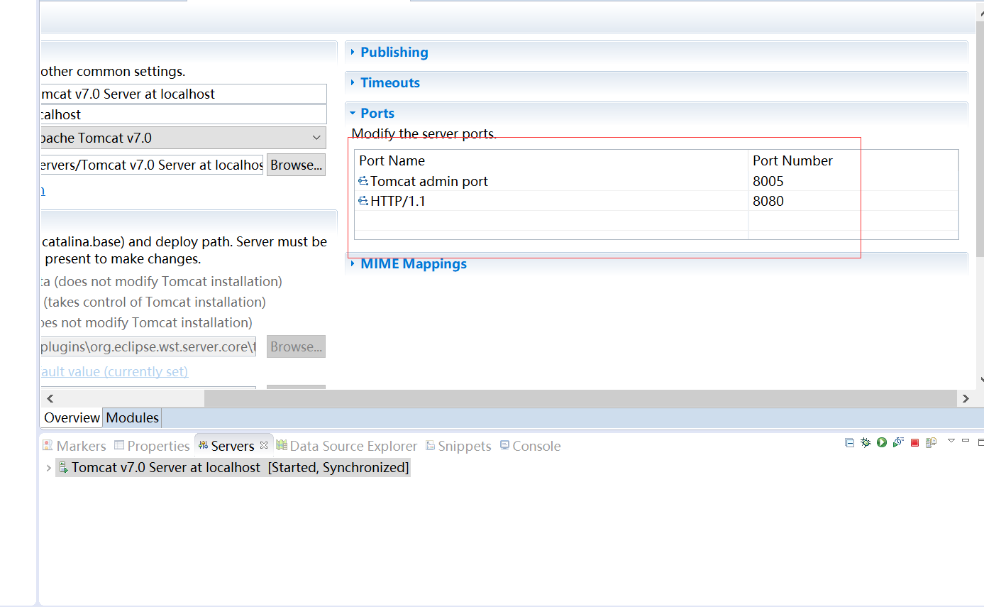 The server cannot be started because one or moreof the ports are