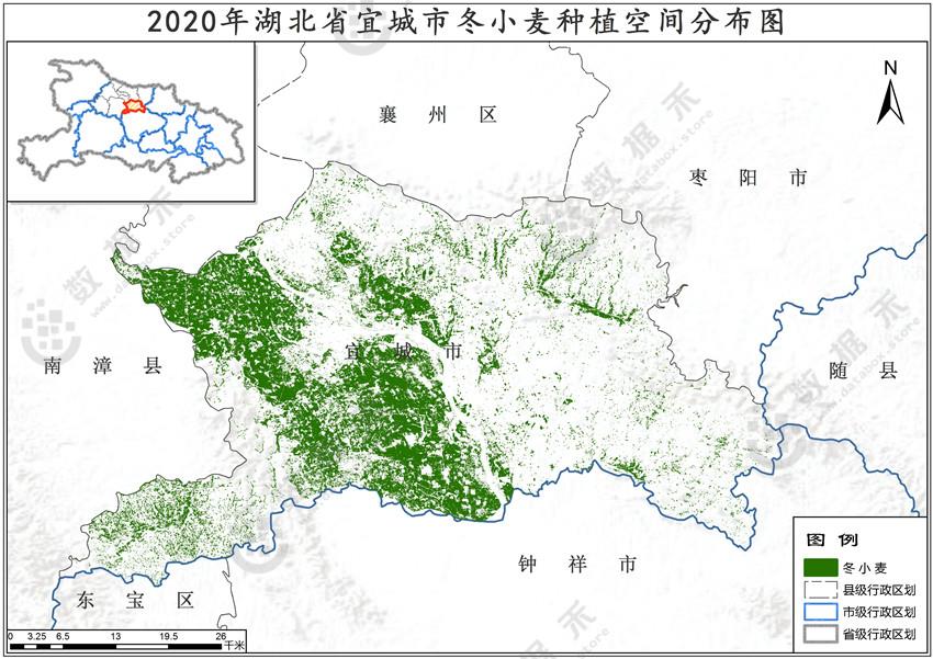 2020年湖北省冬小麦种植分布数据