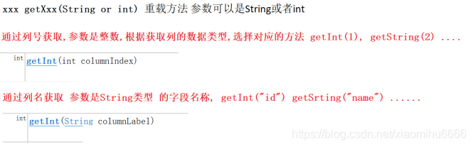 结果集重载方法可以是String/int