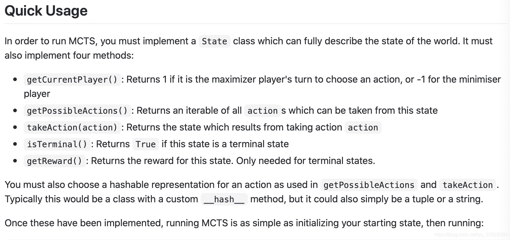 正如MCTSinterface文档里说的,要完善以下这些方法