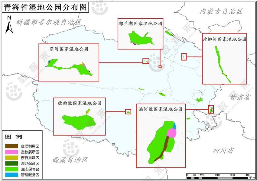 青海国家湿地公园分布及功能区划