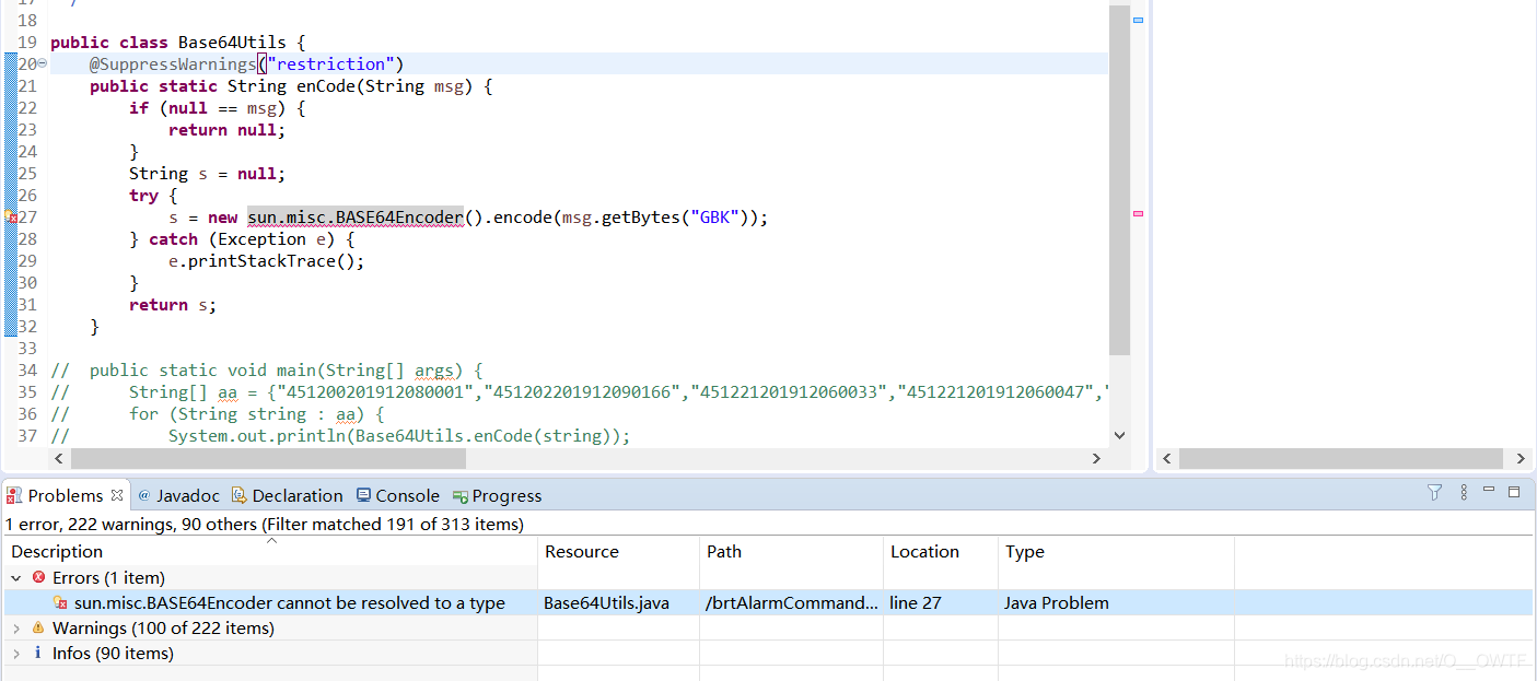 解决 BASE64Encoder cannot be resolved to a type (除修改java build path外 ...