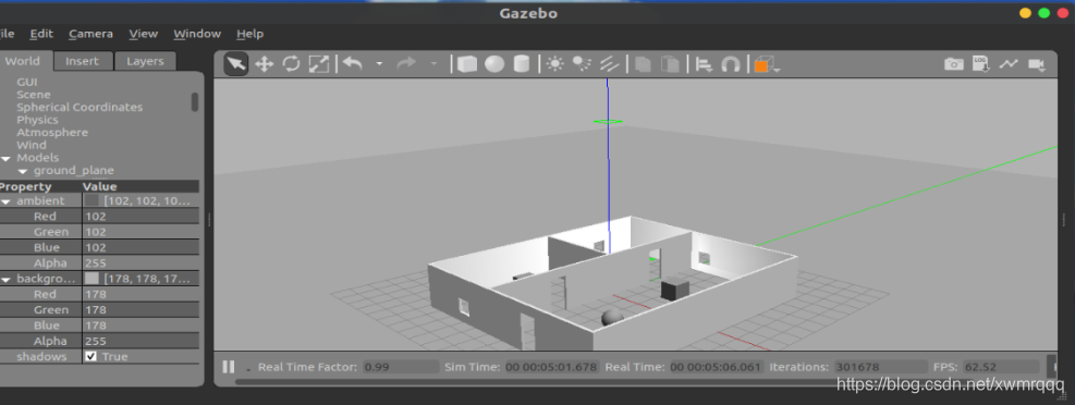 Gazebo搭建一个三维虚拟环境 —— 通过Rviz显示机器人camera采集的信息_gazebo 插入sdf模型 rviz显示-CSDN博客