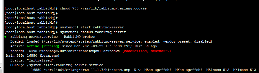 启动rabbitMq失败 “journalctl -xe“ for details、.erlang.cookie must be accessible by owner only