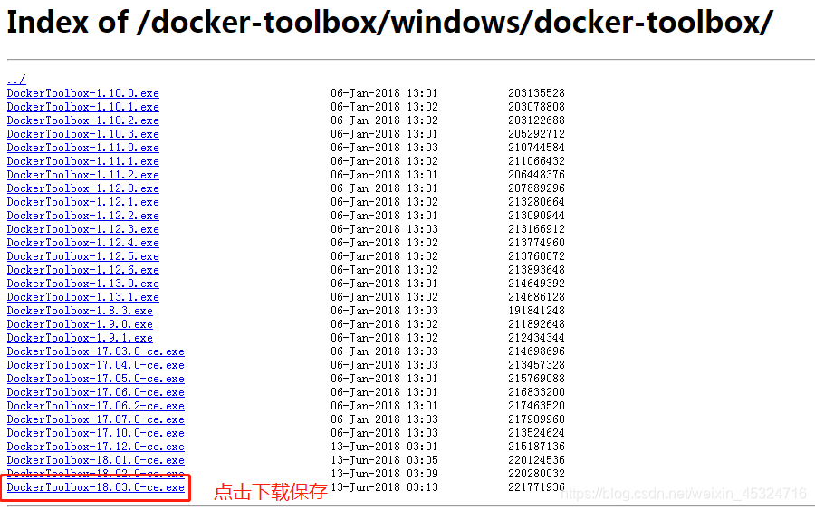点击下载保存最新版的docker-toolbox