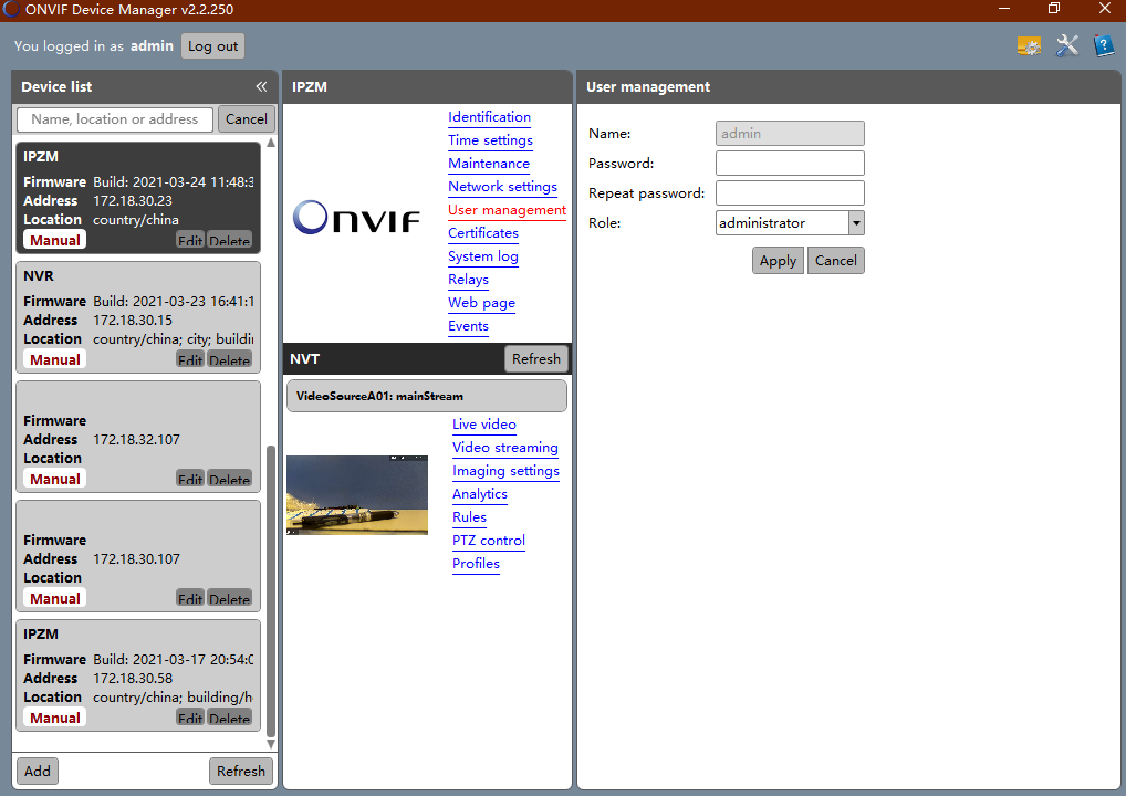 onvif device manager osx