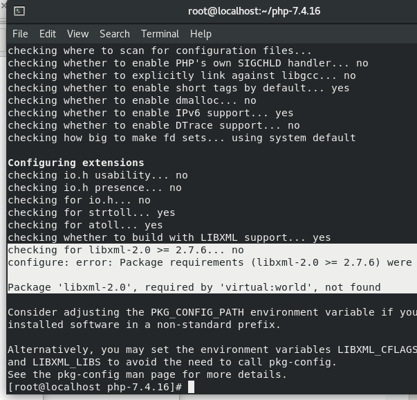 执行命令./configure prefi...时报configure error Package requirements