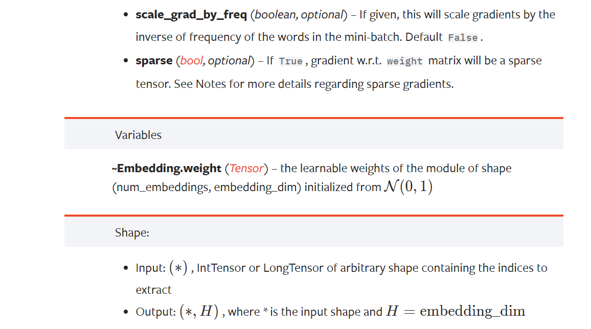 pytorch nn.Embedding的用法和理解