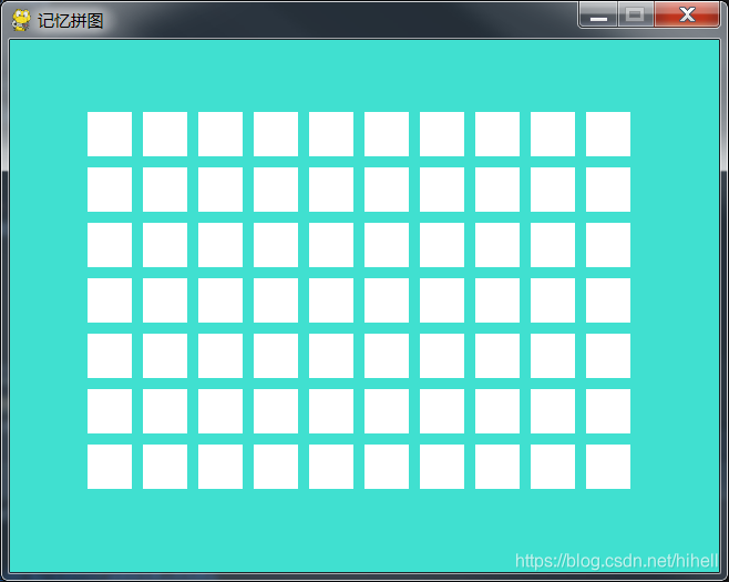 pygame game opening animation rendering learning, draw 10*7=70 small squares