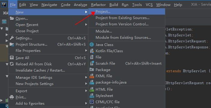 1.点击左上角的File-->New-->Project