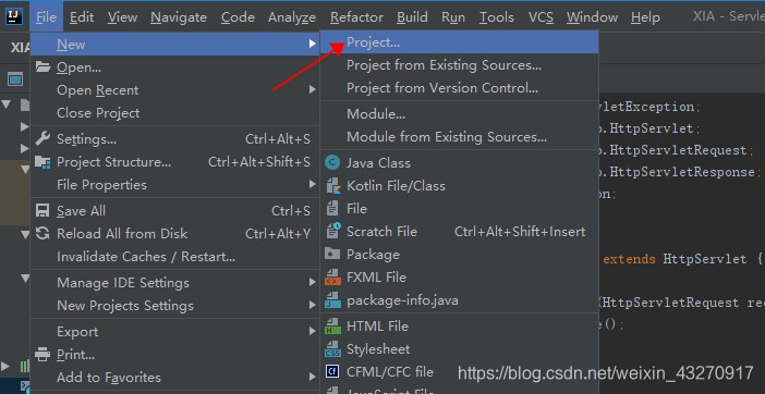 1.点击左上角的File-->New-->Project