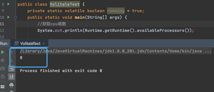 System.out.println(Runtime.getRuntime().availableProcessors())；获取cpu核数